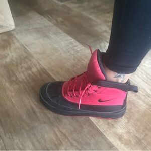 Nike Black and Red High-Top Sneakers